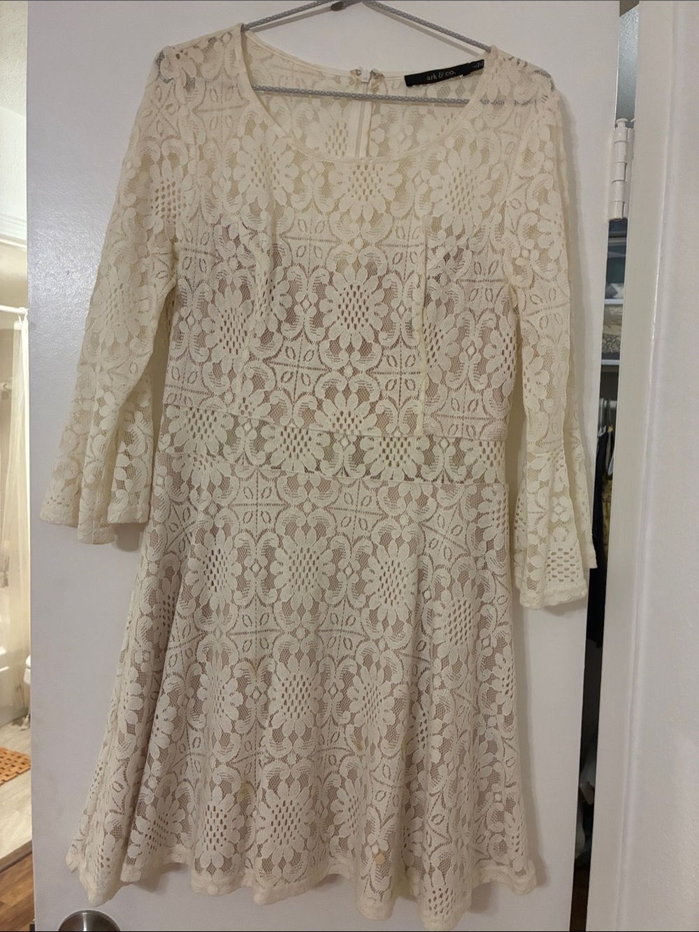Ark & Co Ivory Lace Long Sleeve Fit & Flare Dress